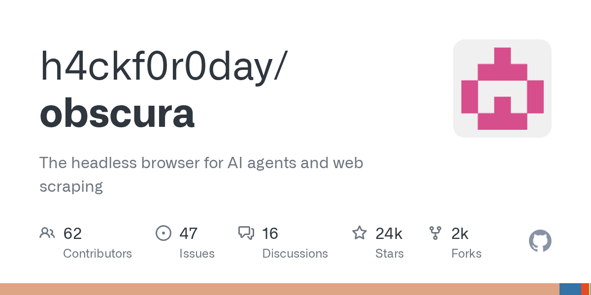 Preview of GitHub - h4ckf0r0day/obscura at selfh.st