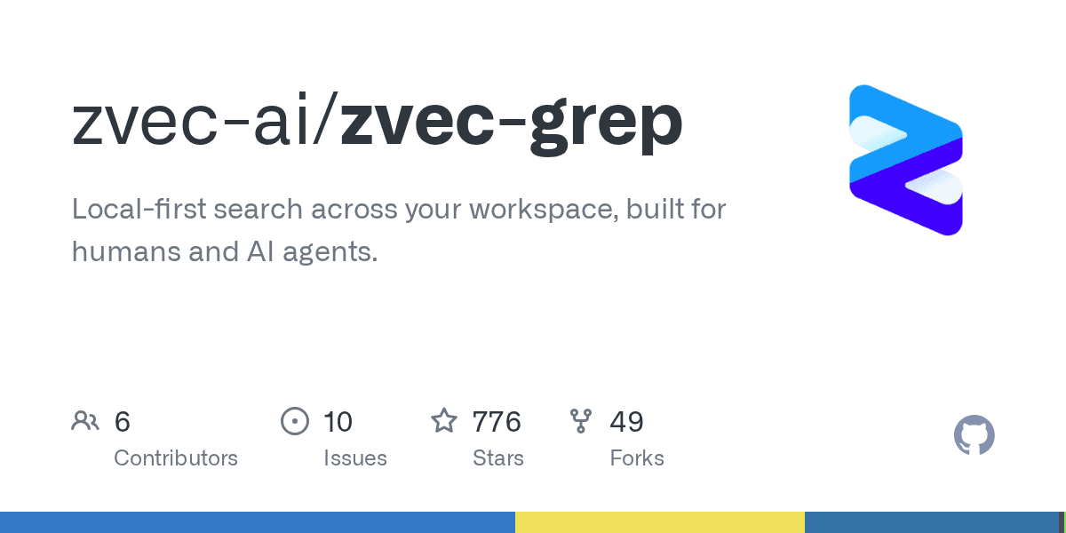 Preview of GitHub - zvec-ai/zvec-grep: Local-first search across your workspace, built for humans and AI agents.