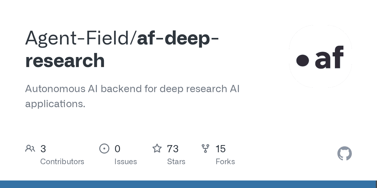 Preview of GitHub - Agent-Field/af-deep-research: Autonomous AI backend for deep research AI applications.