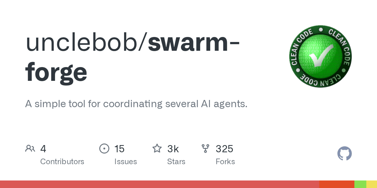 Preview of GitHub - unclebob/swarm-forge: A simple tool for coordinating several AI agents.