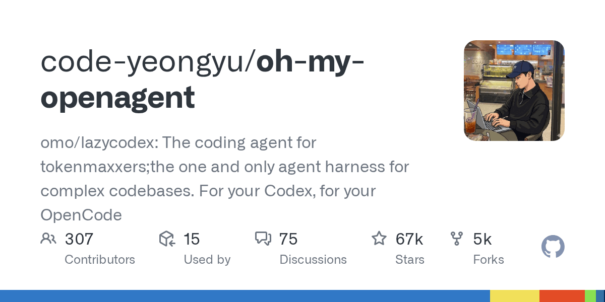 Preview of GitHub - code-yeongyu/oh-my-openagent: omo/lazycodex: The coding agent for tokenmaxxers;the one and only agent harness for complex codebases. For your Codex, for your OpenCode