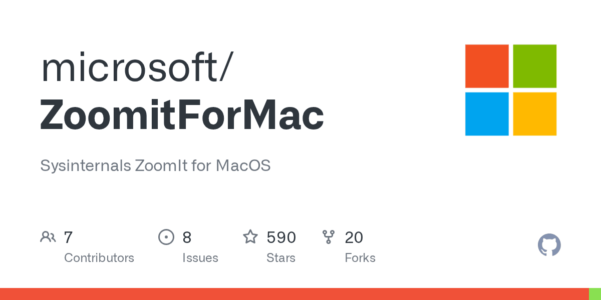 Preview of GitHub - microsoft/ZoomitForMac: Sysinternals ZoomIt for MacOS