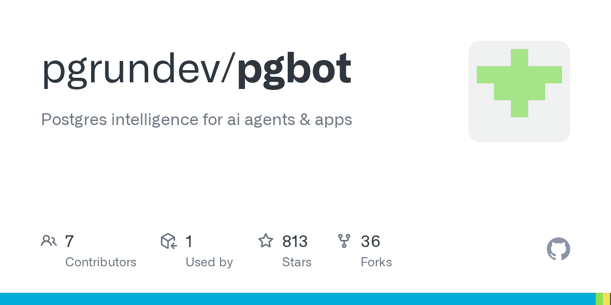 Preview of GitHub - pgrundev/pgbot: Postgres intelligence for ai agents & apps