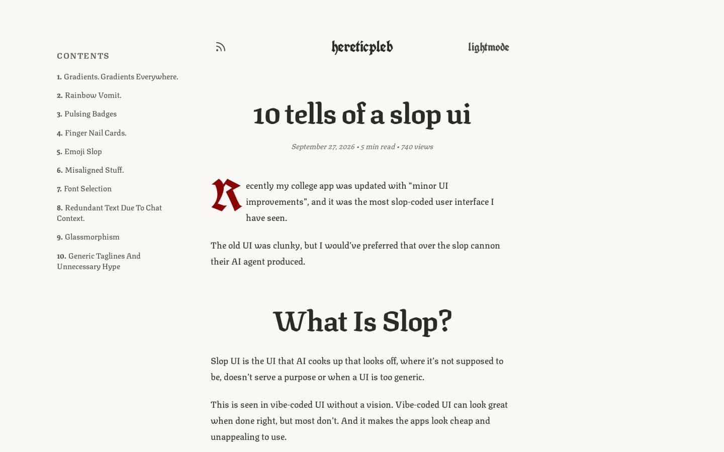 Preview of 10 tells of a slop ui
