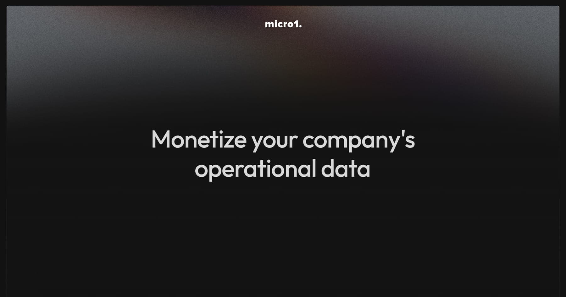 Preview of Monetize your company's operational data | micro1
