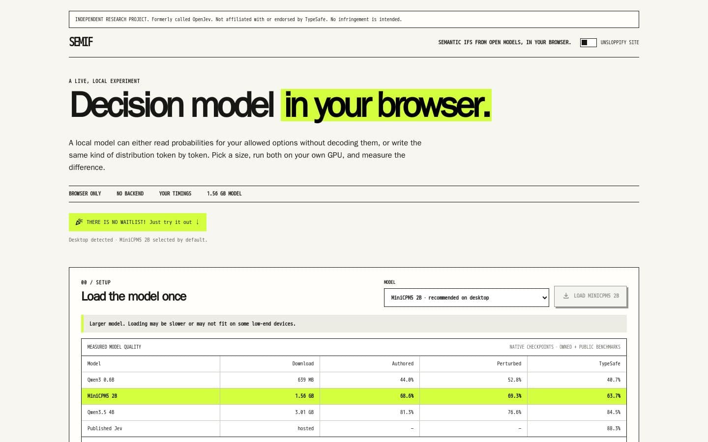 SemIf — local decisions in your browser