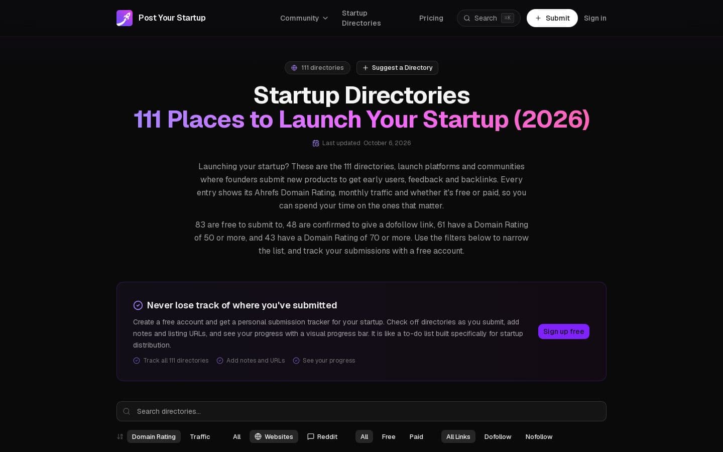 Startup Directories: 111 Places to Launch Your Startup (2026)