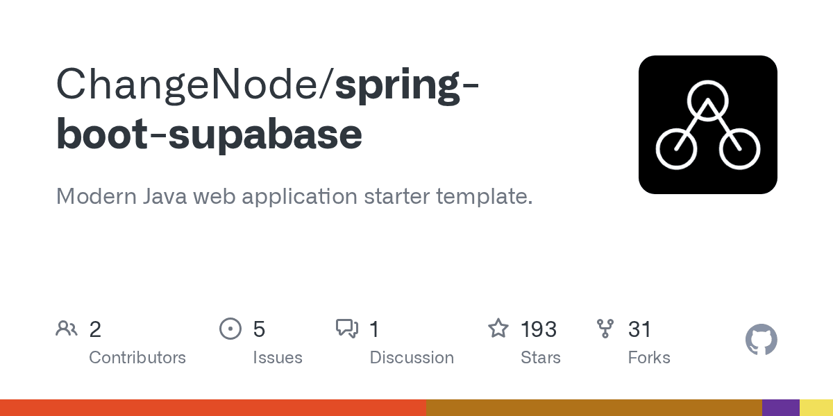 GitHub - ChangeNode/spring-boot-supabase: Modern Java web application starter template.