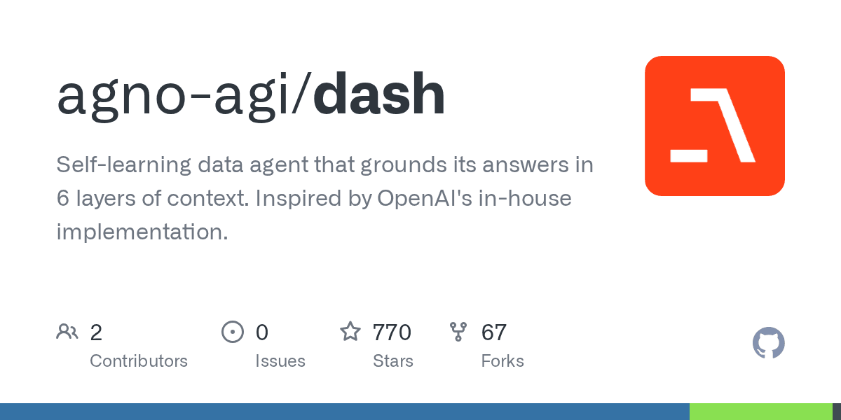 GitHub - agno-agi/dash: Self-learning data agent that grounds its answers in 6 layers of context. Inspired by OpenAI’s in-house implementation.
