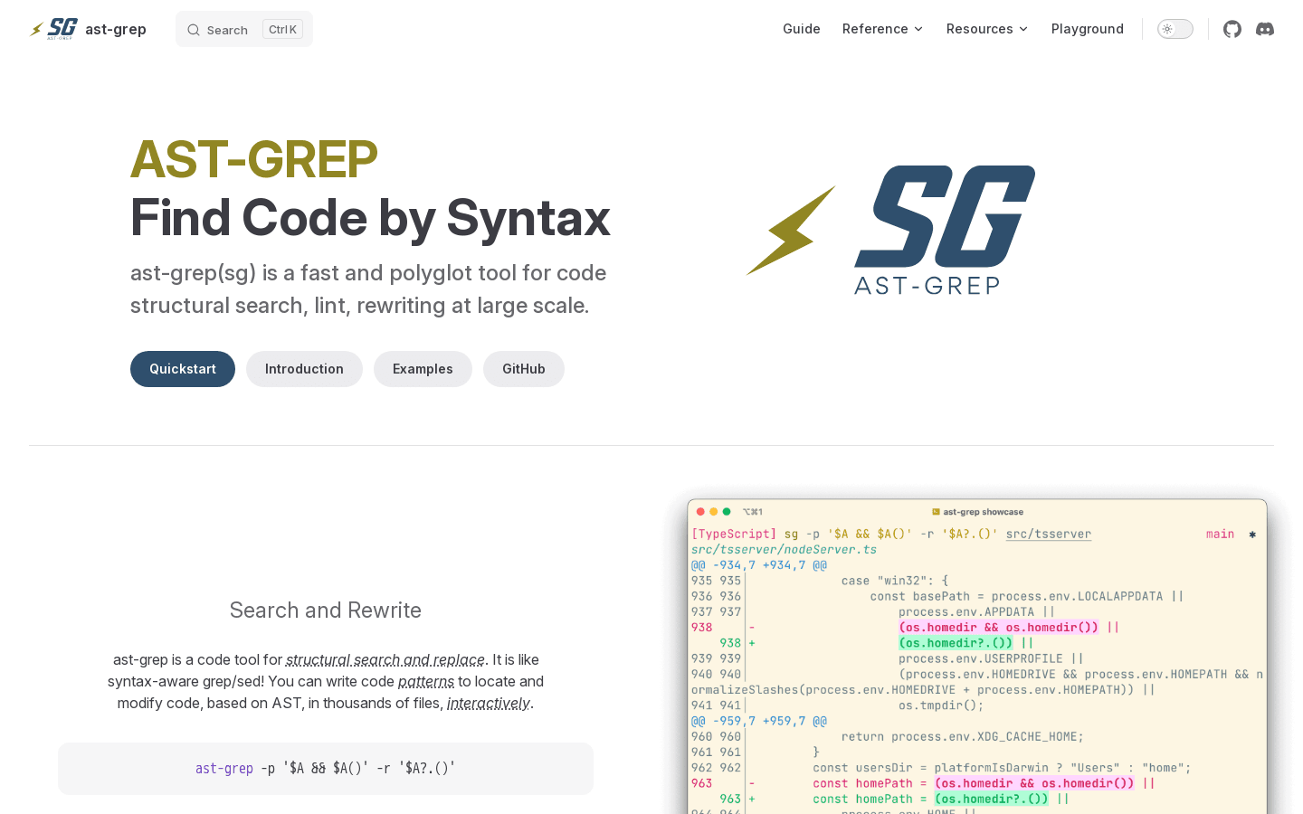 grep | structural search/rewrite tool for many languages