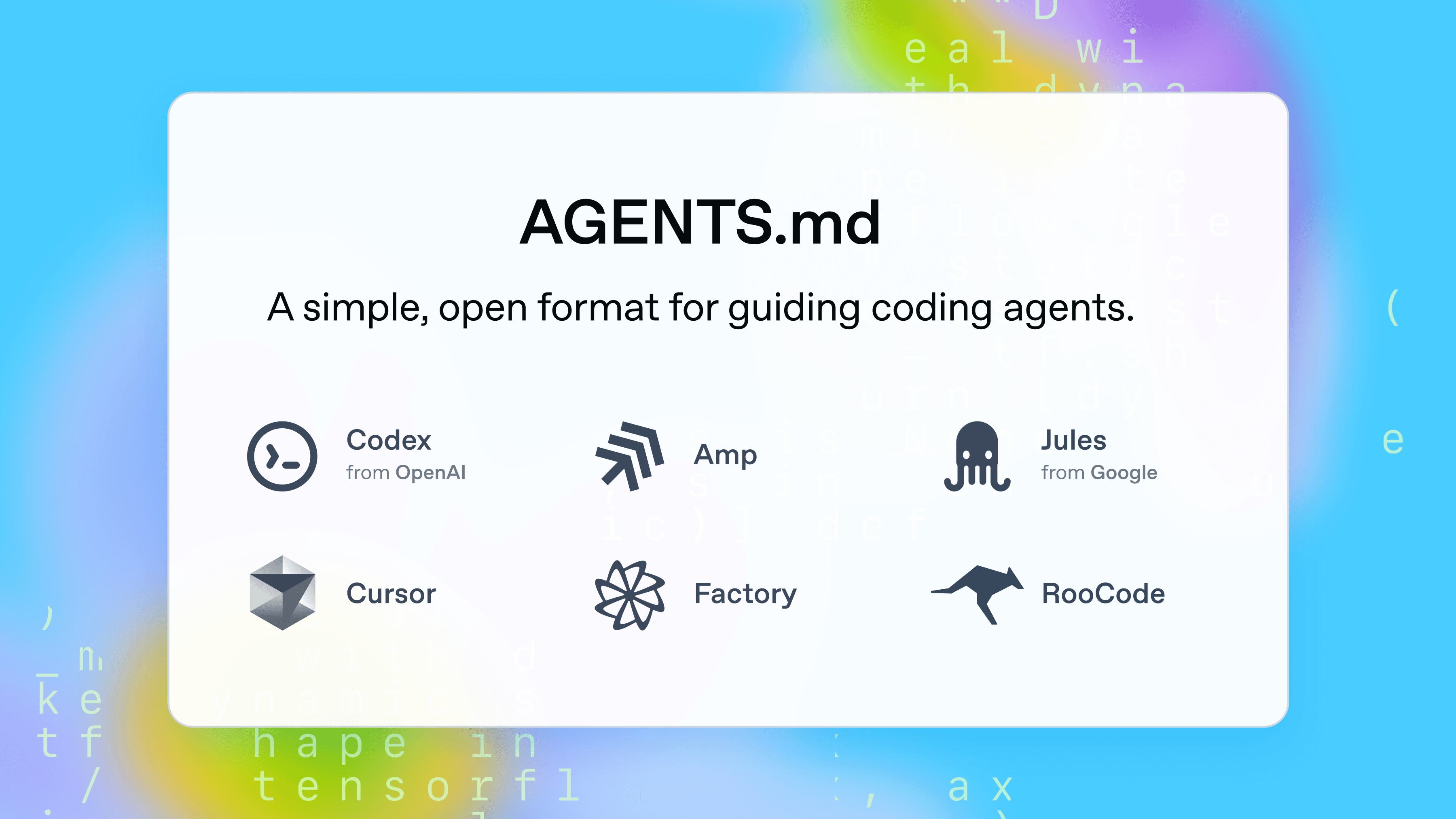 AGENTS.md - the new standard filename across LLM code tooling providers for agent guidance