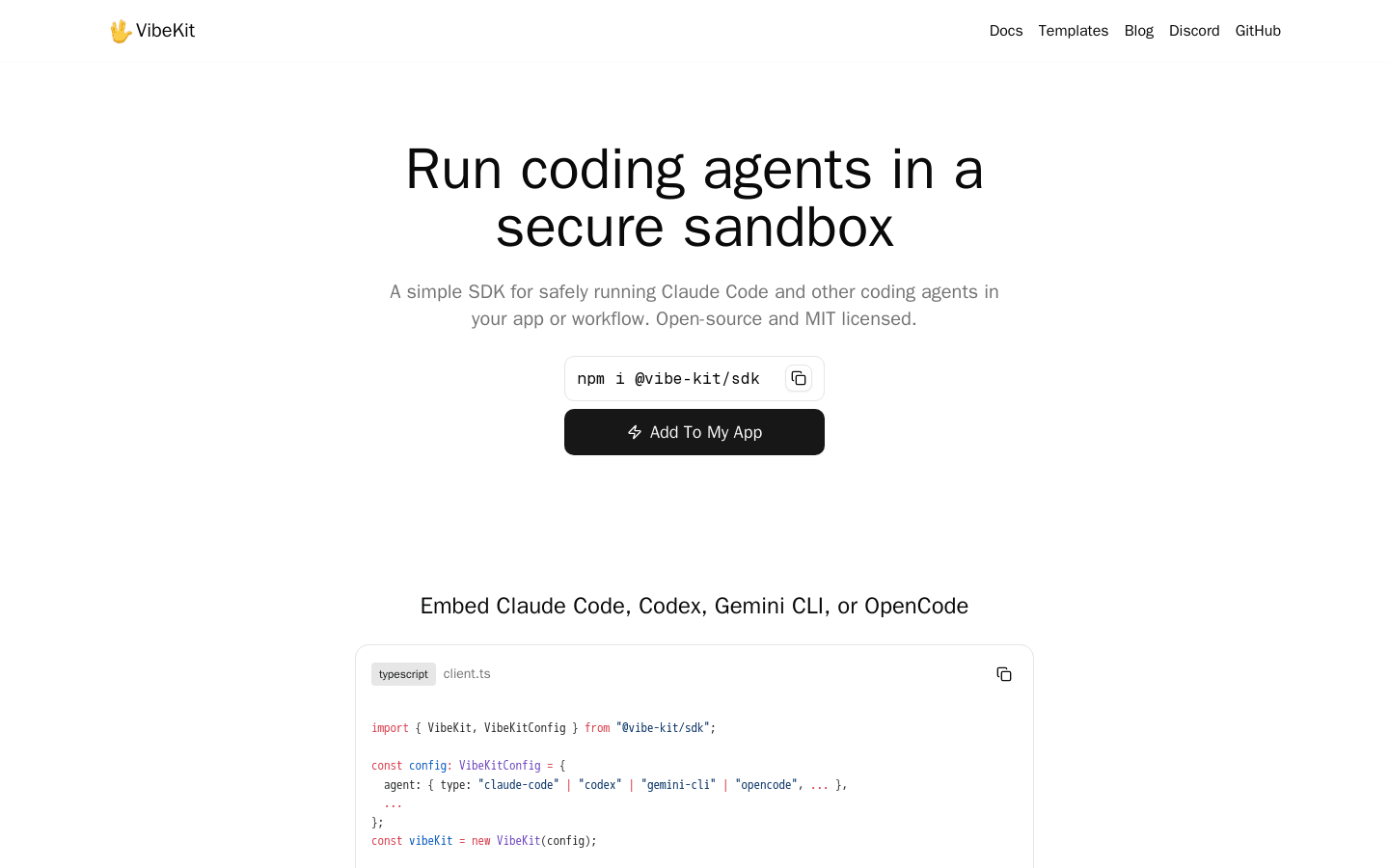 VibeKit - Run Coding Agents in a Secure Sandbox