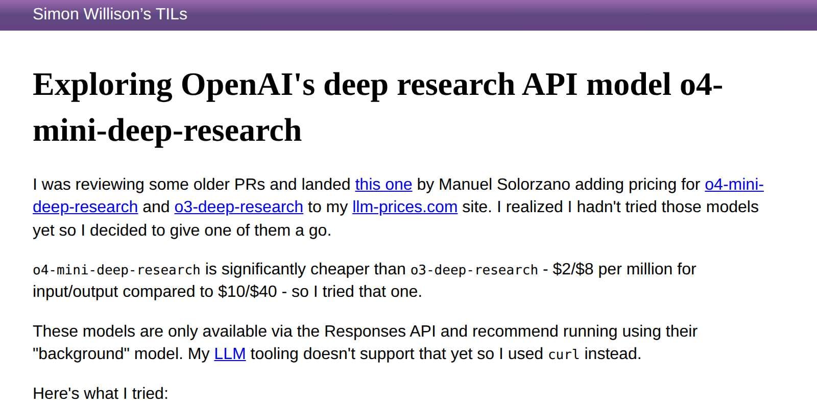 Exploring OpenAI’s deep research API model o4-mini-deep-research