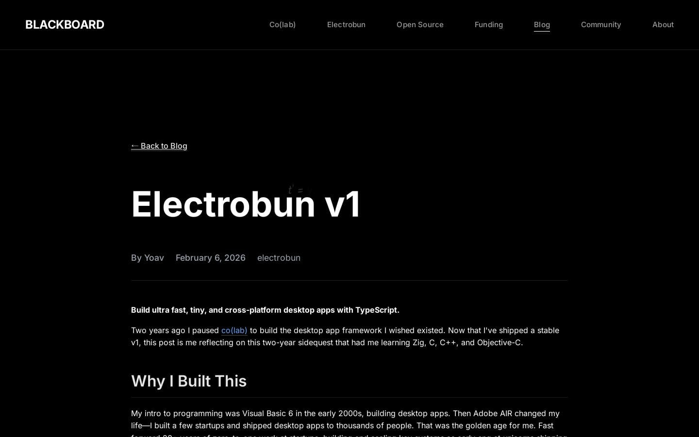 Electrobun v1 - Blackboard Blog