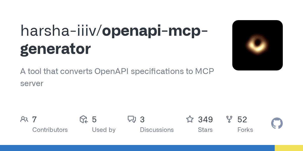 GitHub - harsha-iiiv/openapi-mcp-generator: A tool that converts OpenAPI specifications to MCP server