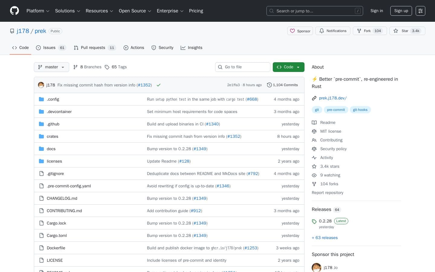 GitHub - j178/prek: ⚡ Better `pre-commit`, re-engineered in Rust