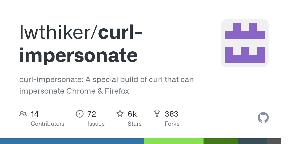 GitHub - lwthiker/curl-impersonate: curl-impersonate: A special build of curl that can impersonate Chrome & Firefox