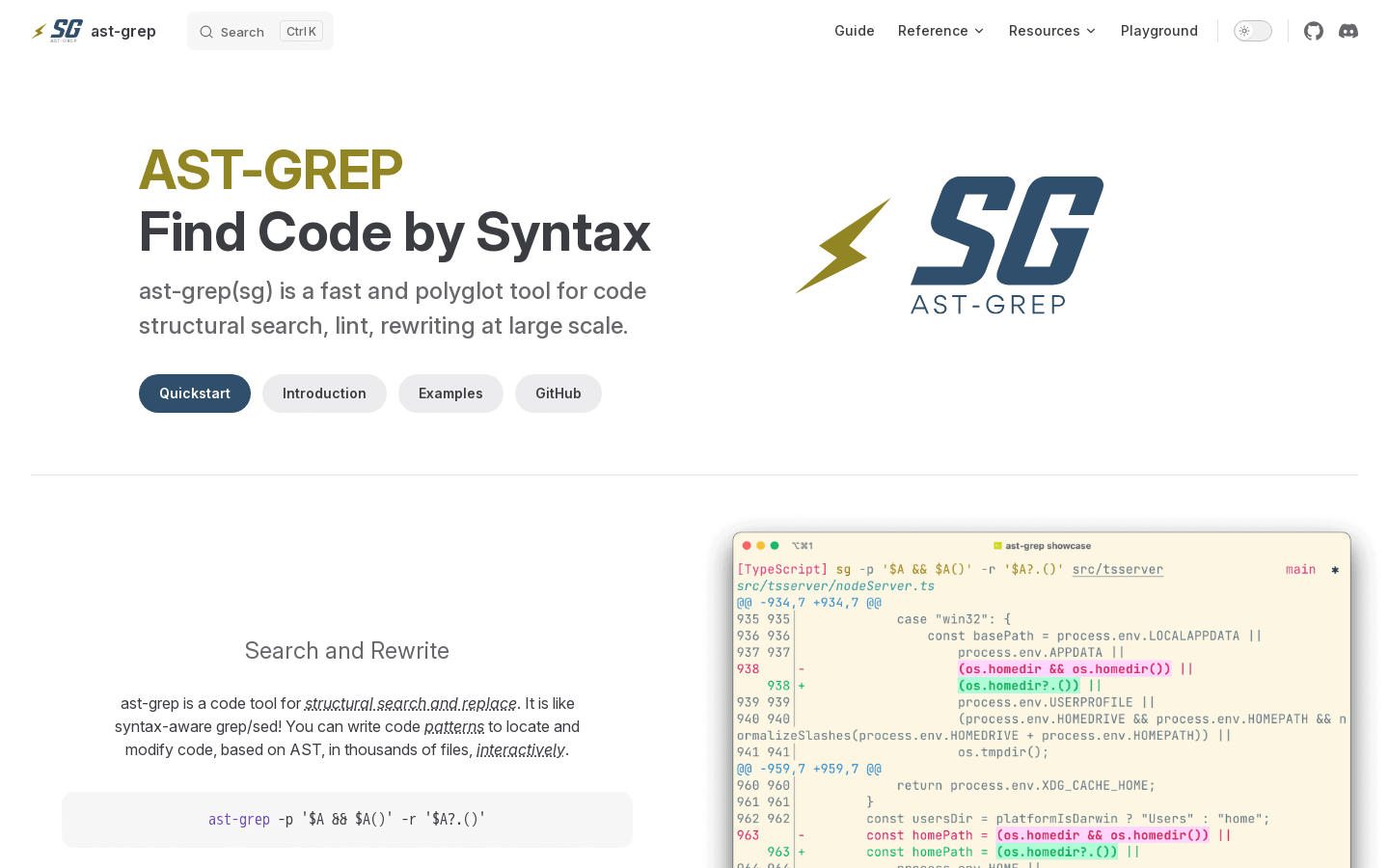 grep | structural search/rewrite tool for many languages