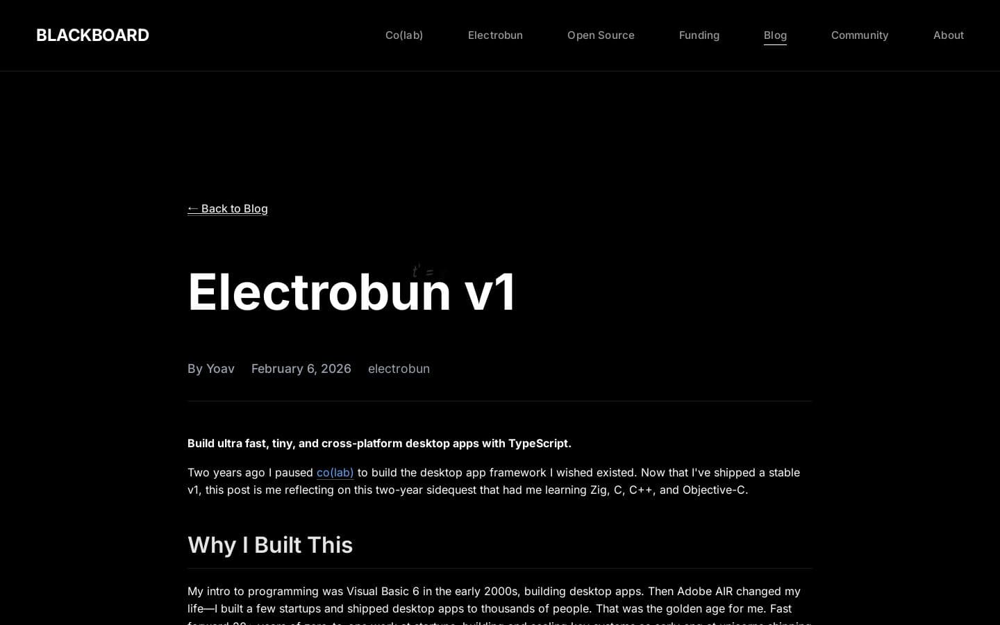 Electrobun v1 - Blackboard Blog