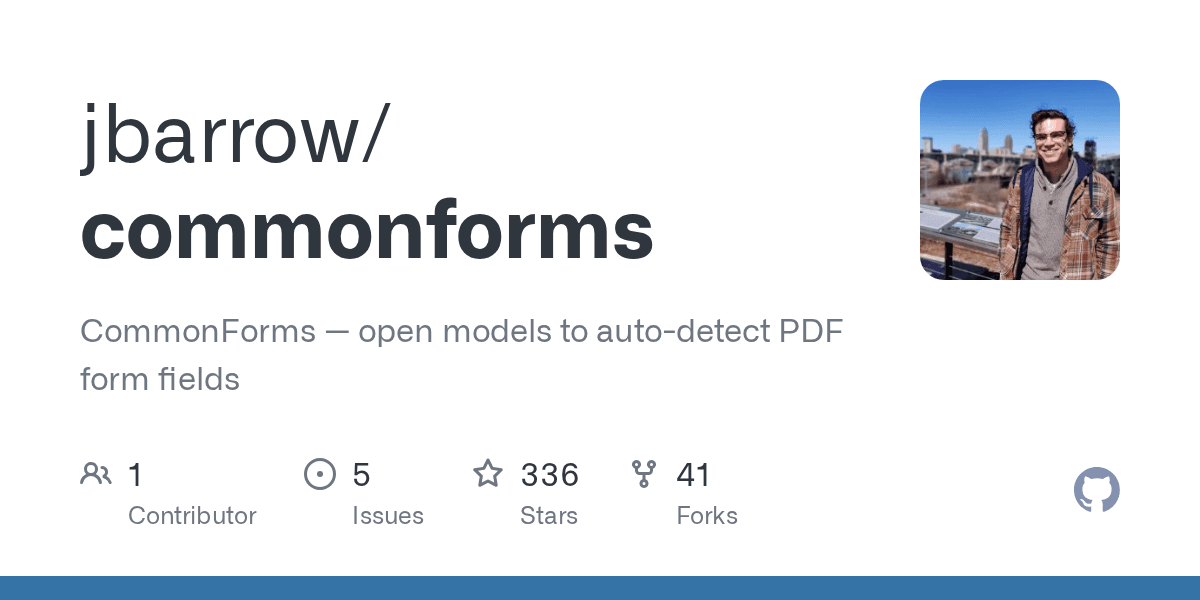 GitHub - jbarrow/commonforms: CommonForms — open models to auto-detect PDF form fields