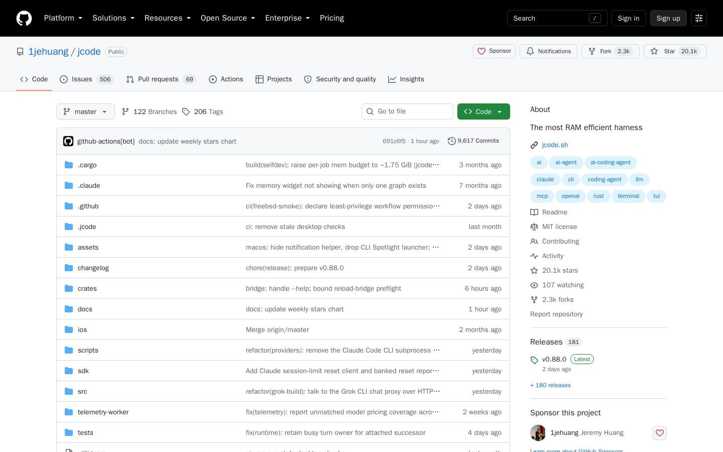 Preview of GitHub - 1jehuang/jcode: The most RAM efficient harness
