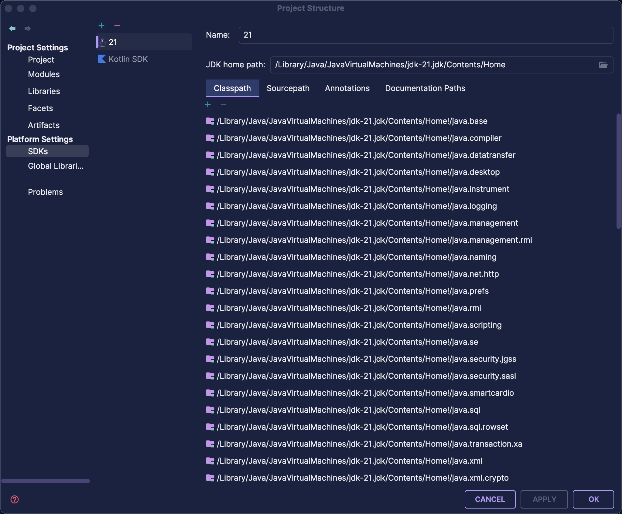 IntelliJ IDEA Project SDK setting