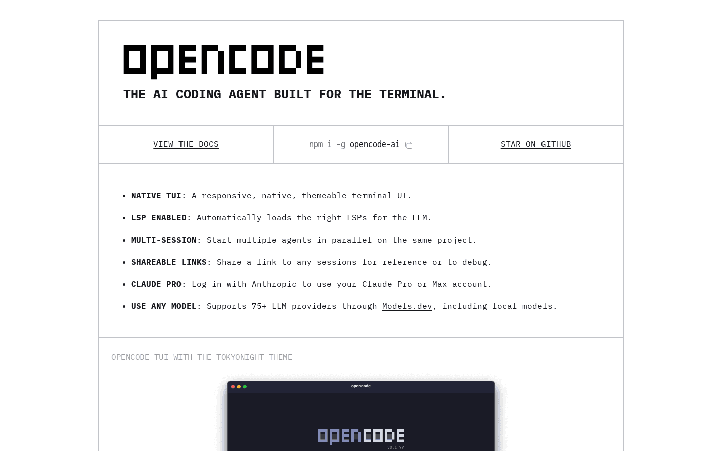 Encode Ai sst/opencode: AI coding agent, built for the terminal.