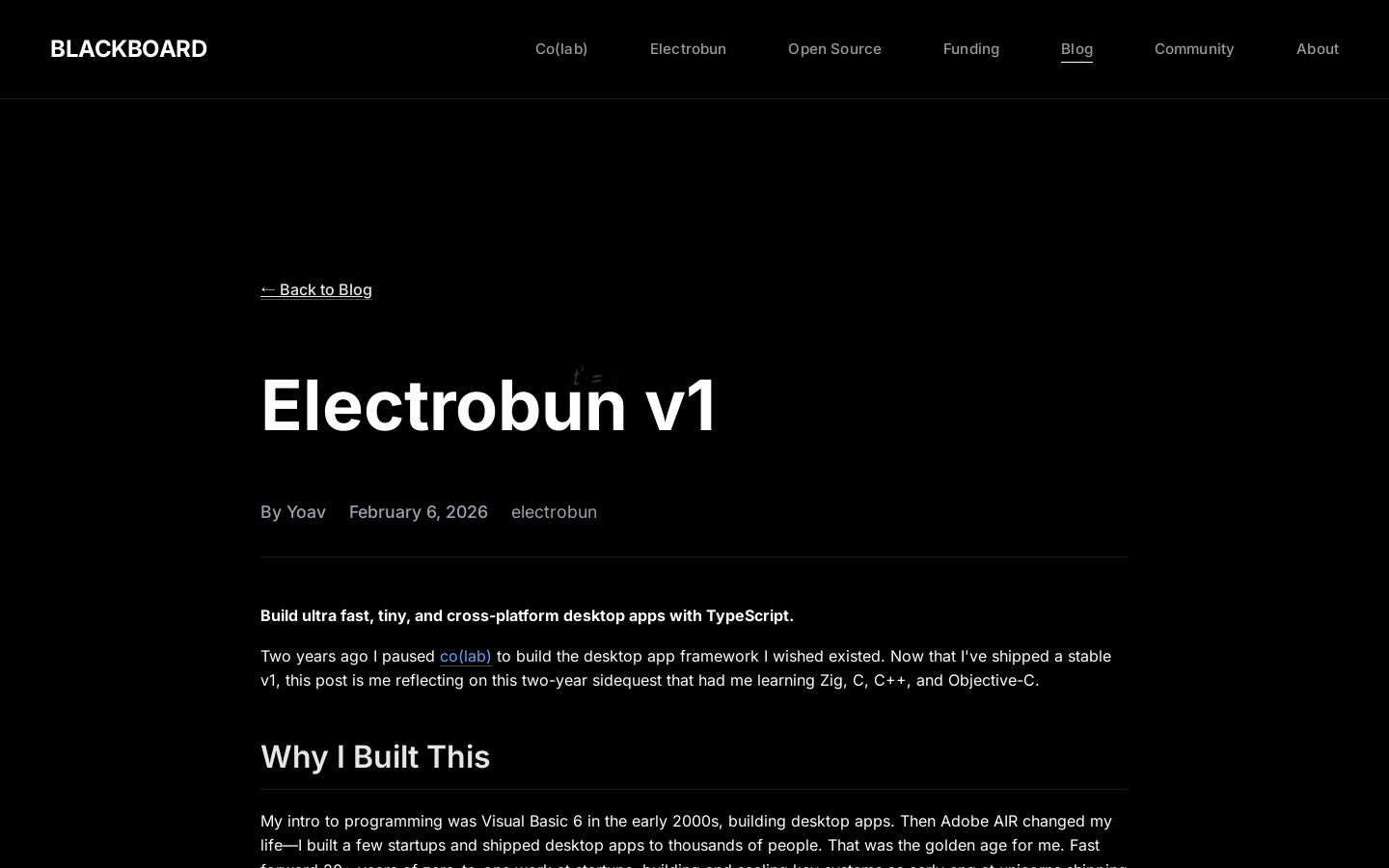 Electrobun v1 - Blackboard Blog
