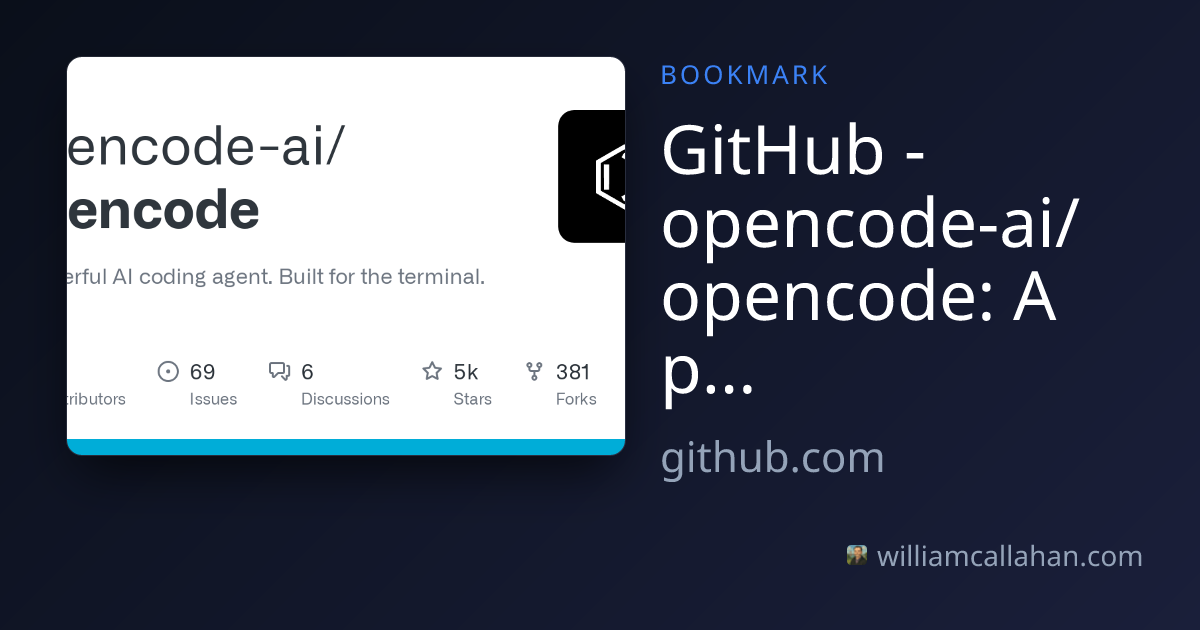 opencode-ai/opencode: A powerful AI coding agent. Built for the...